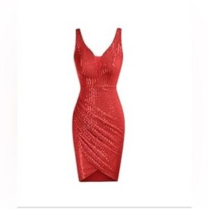 Red Sequin Sleeveless Dress
